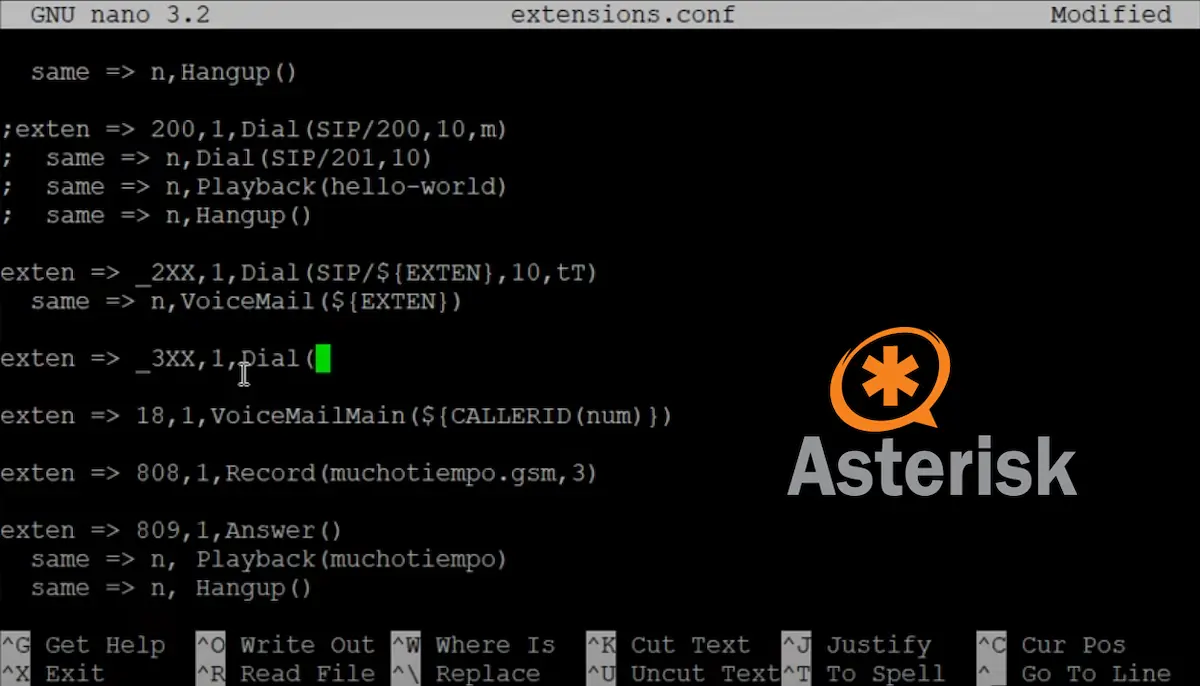 Extensiones. Configurar el SIP Trunk en Asterisk