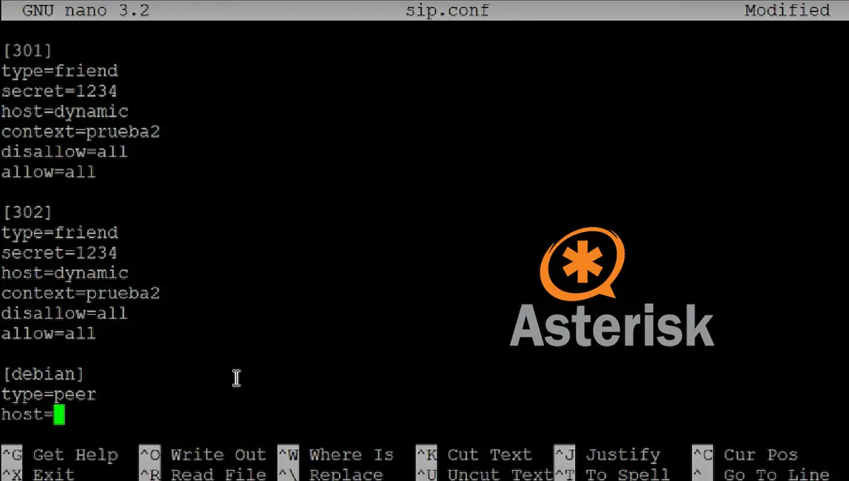 SIP. Conf. Configurar el SIP Trunk en Asterisk